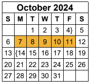 District School Academic Calendar for Kings Manor Elementary for October 2024