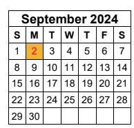 District School Academic Calendar for Kings Manor Elementary for September 2024