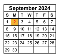 District School Academic Calendar for New Caney Sp Ed for September 2024