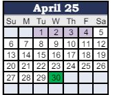 District School Academic Calendar for James Whitcomb Riley Elem School for April 2025
