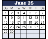 District School Academic Calendar for James Whitcomb Riley Elem School for June 2025