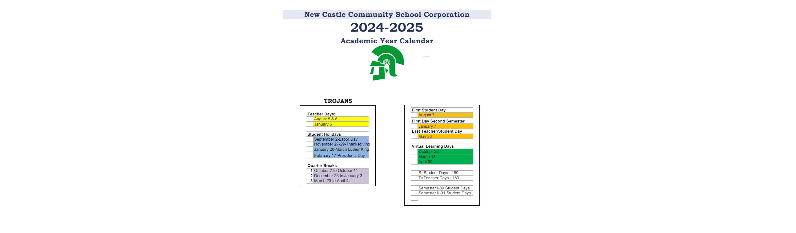District School Academic Calendar Key for James Whitcomb Riley Elem School