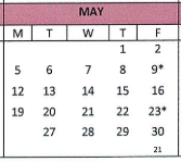 District School Academic Calendar for Dwight Early Childhood Program for May 2025