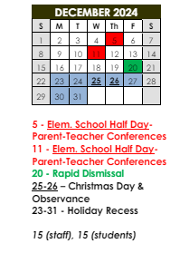 District School Academic Calendar for New Rochelle High School for December 2024