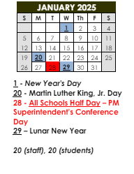 District School Academic Calendar for New Rochelle High School for January 2025