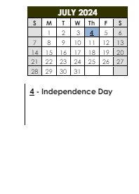 District School Academic Calendar for New Rochelle High School for July 2024