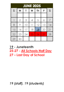 District School Academic Calendar for New Rochelle High School for June 2025
