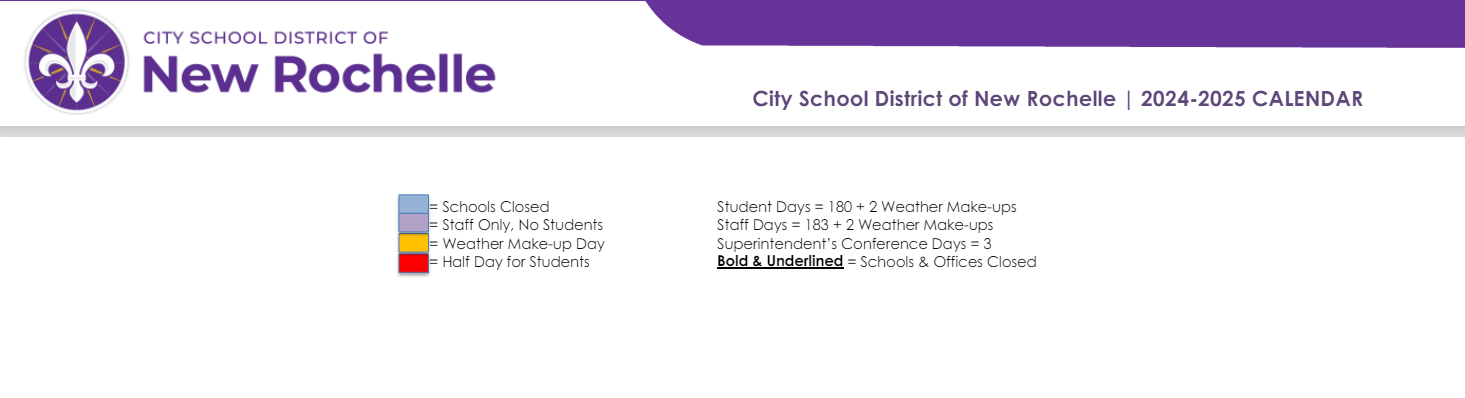 District School Academic Calendar Key for New Rochelle High School