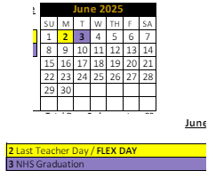 District School Academic Calendar for North Elementary School for June 2025