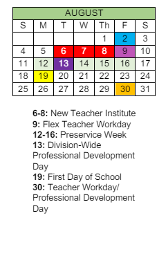 District School Academic Calendar for Tidewater Park ELEM. for August 2024
