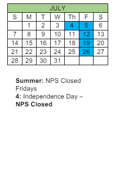 District School Academic Calendar for Tidewater Park ELEM. for July 2024