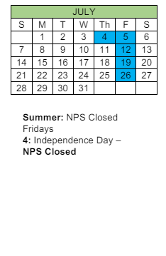 District School Academic Calendar for Bay View ELEM. for July 2024