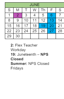 District School Academic Calendar for Tidewater Park ELEM. for June 2025