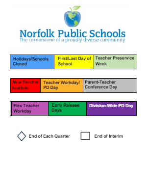 District School Academic Calendar Legend for Tidewater Park ELEM.