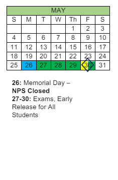 District School Academic Calendar for Tidewater Park ELEM. for May 2025
