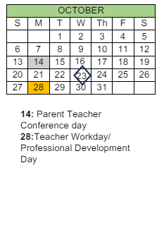 District School Academic Calendar for Bay View ELEM. for October 2024