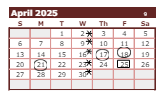 District School Academic Calendar for Jefferson Elementary School for April 2025