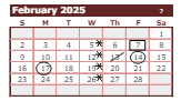District School Academic Calendar for Jefferson Elementary School for February 2025