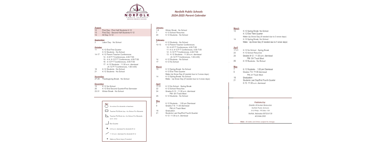 District School Academic Calendar Key for Jefferson Elementary School