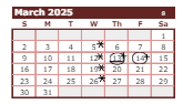 District School Academic Calendar for Jefferson Elementary School for March 2025