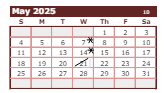 District School Academic Calendar for Jefferson Elementary School for May 2025