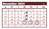 District School Academic Calendar for Jefferson Elementary School for November 2024