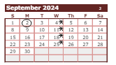 District School Academic Calendar for Jefferson Elementary School for September 2024