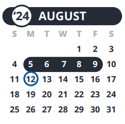 District School Academic Calendar for Castle Hills Elementary School for August 2024