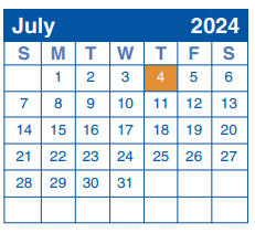 District School Academic Calendar for Jackson Middle for July 2024