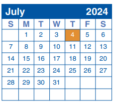 District School Academic Calendar for Children's Intervention for July 2024