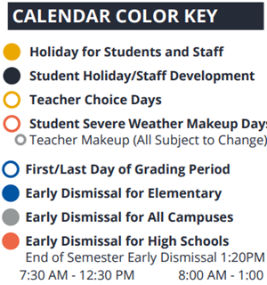 District School Academic Calendar Legend for Homebased Comp Ed