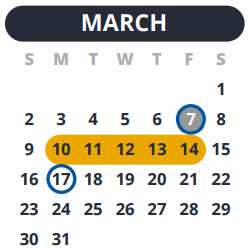 District School Academic Calendar for Bulverde Creek for March 2025