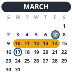 District School Academic Calendar for Homebased Comp Ed for March 2025