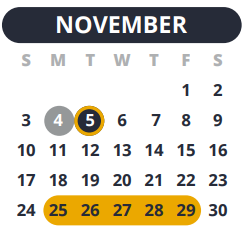 District School Academic Calendar for Reagan High School for November 2024