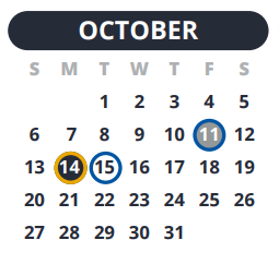 District School Academic Calendar for Ridgeview Elementary School for October 2024