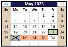 District School Academic Calendar for Northview Elementary for May 2025