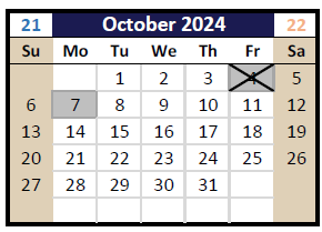 District School Academic Calendar for Northview Elementary for October 2024