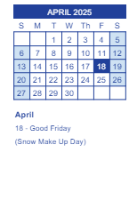District School Academic Calendar for Needmore Elementary School for April 2025