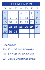 District School Academic Calendar for Needmore Elementary School for December 2024