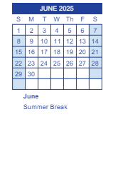 District School Academic Calendar for Needmore Elementary School for June 2025