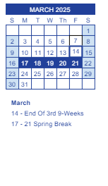 District School Academic Calendar for Needmore Elementary School for March 2025