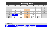 District School Academic Calendar for The Learning Center for February 2025
