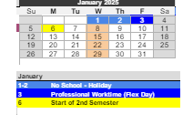District School Academic Calendar for The Learning Center for January 2025
