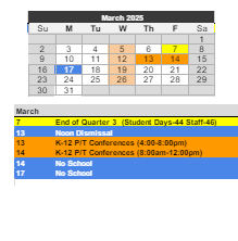 District School Academic Calendar for The Learning Center for March 2025