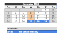District School Academic Calendar for The Learning Center for November 2024
