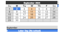 District School Academic Calendar for The Learning Center for September 2024