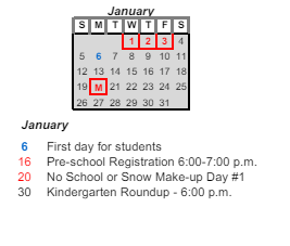 District School Academic Calendar for Dubois Elementary School for January 2025