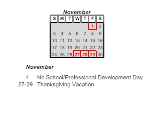 District School Academic Calendar for Dubois Elementary School for November 2024