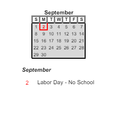 District School Academic Calendar for Dubois Elementary School for September 2024