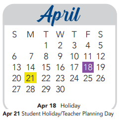 District School Academic Calendar for Helotes Elementary School for April 2025